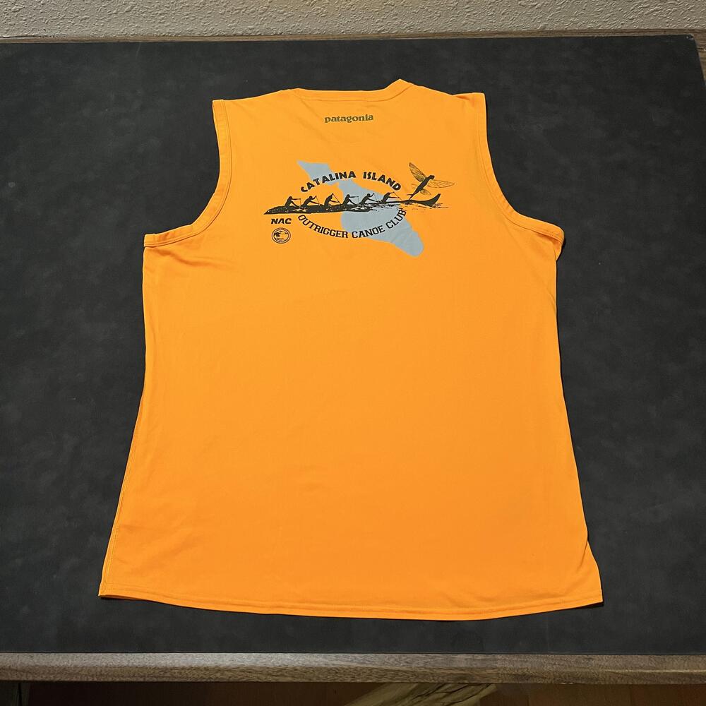 Patagonia Shirt Men Large Orange Capilene Baselayer Hawaii Rowing Outrigger Tank
